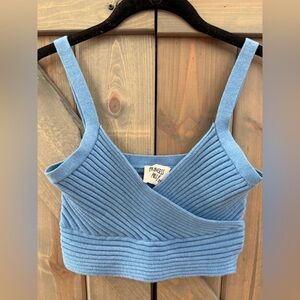 Princess Polly Sky Blue Arlene Wrapped Balletcore Versatile Crop Top Size S/M
